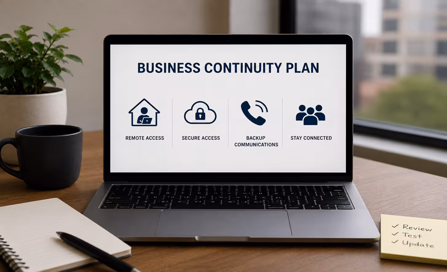 Business continuity plan lacking remote and hybrid work procedures for employees accessing systems from multiple locations