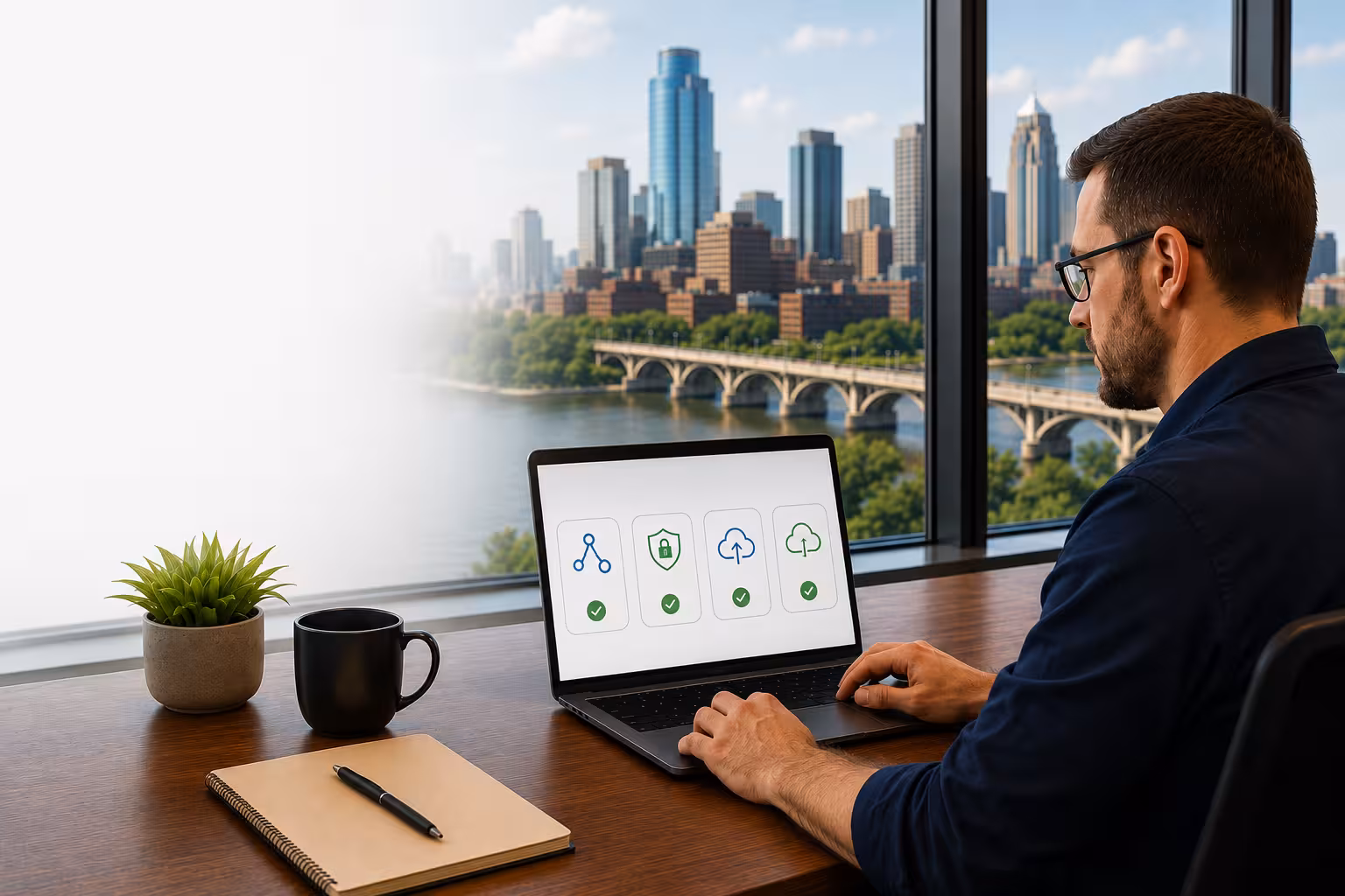 free IT audit Minneapolis - technician reviewing network assessment