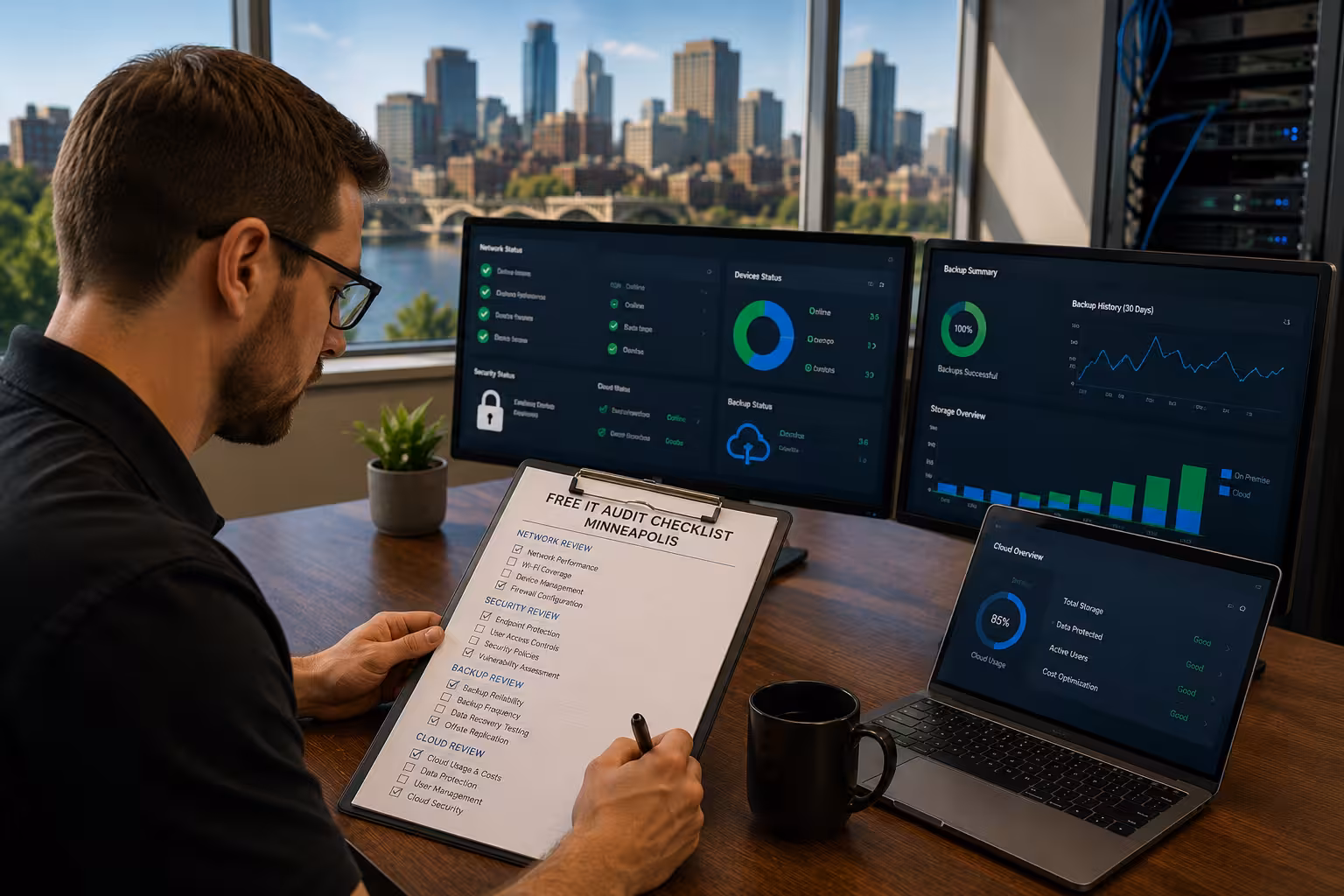 free IT audit Minneapolis checklist - network, security, backup, cloud review