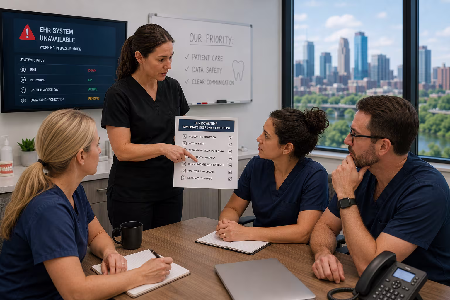 EHR downtime immediate response checklist Minneapolis clinic staff
