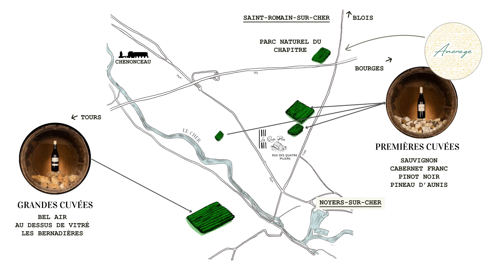 A map of the location of a winery.