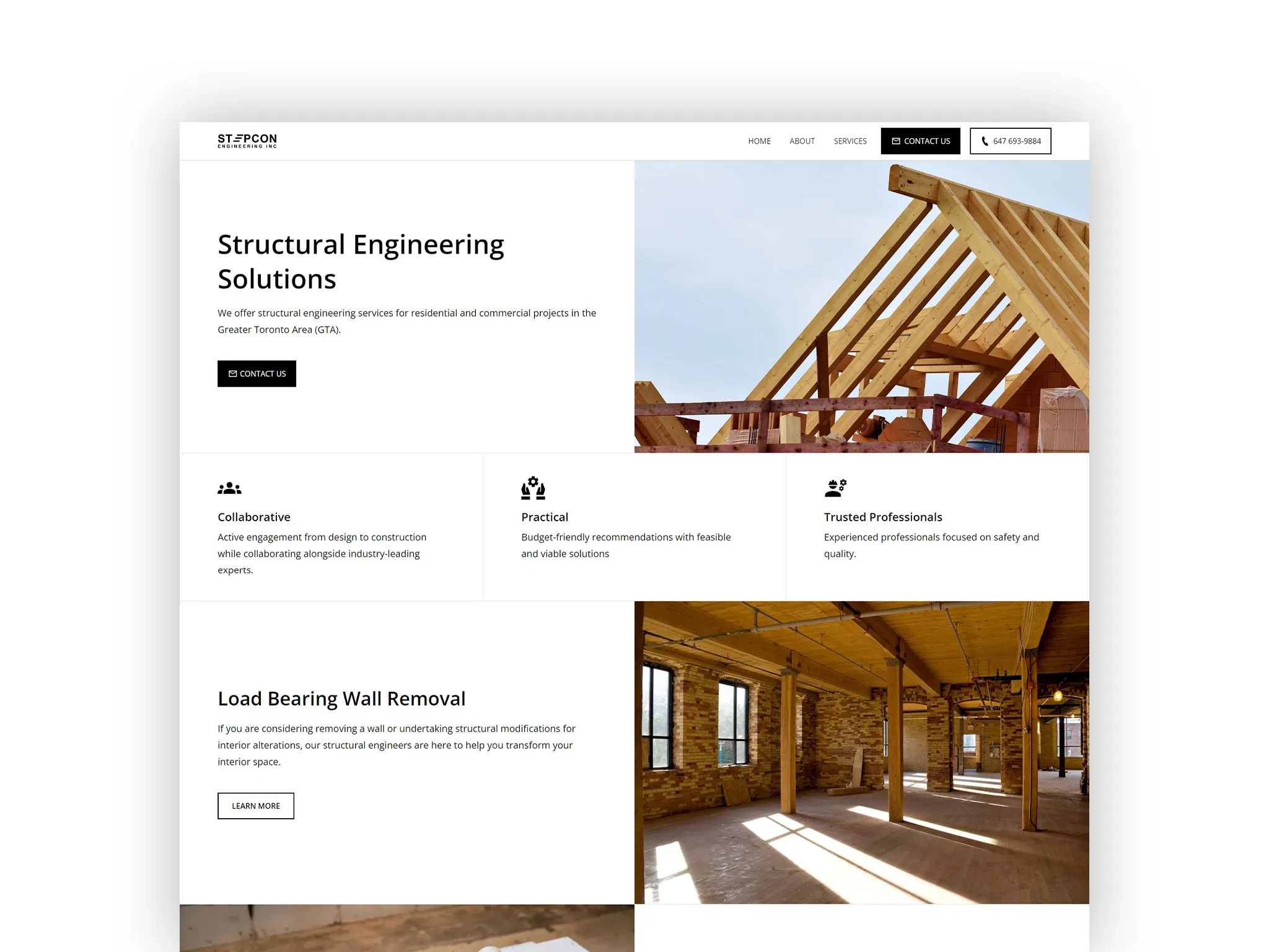 Web design for a structural engineering firm.