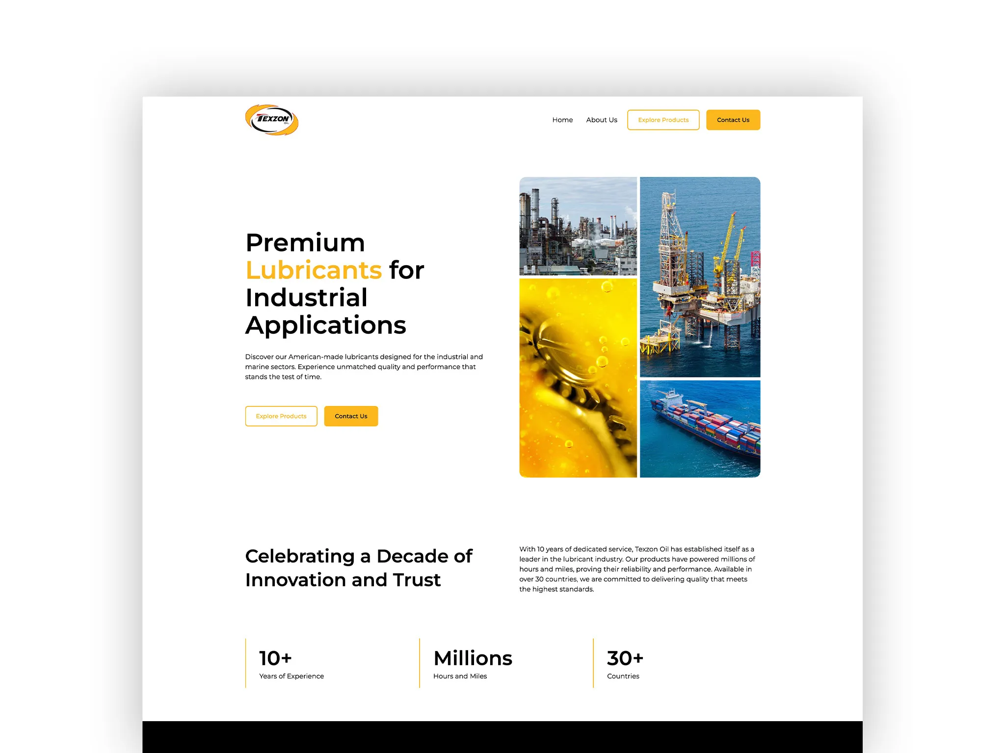 Web design for an industrial lubricant company.