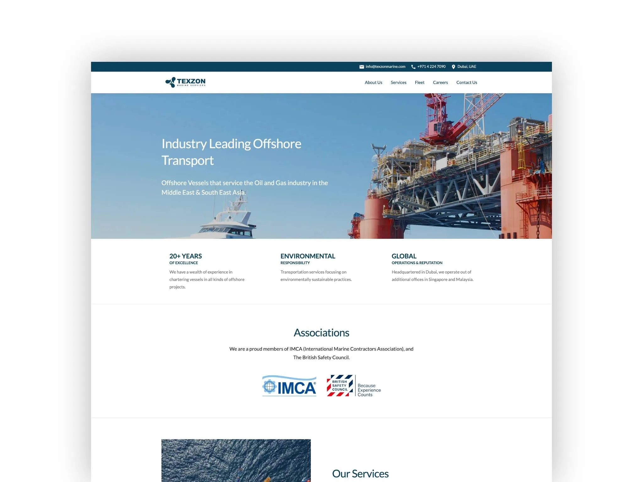 Web design for a marine offshore company.
