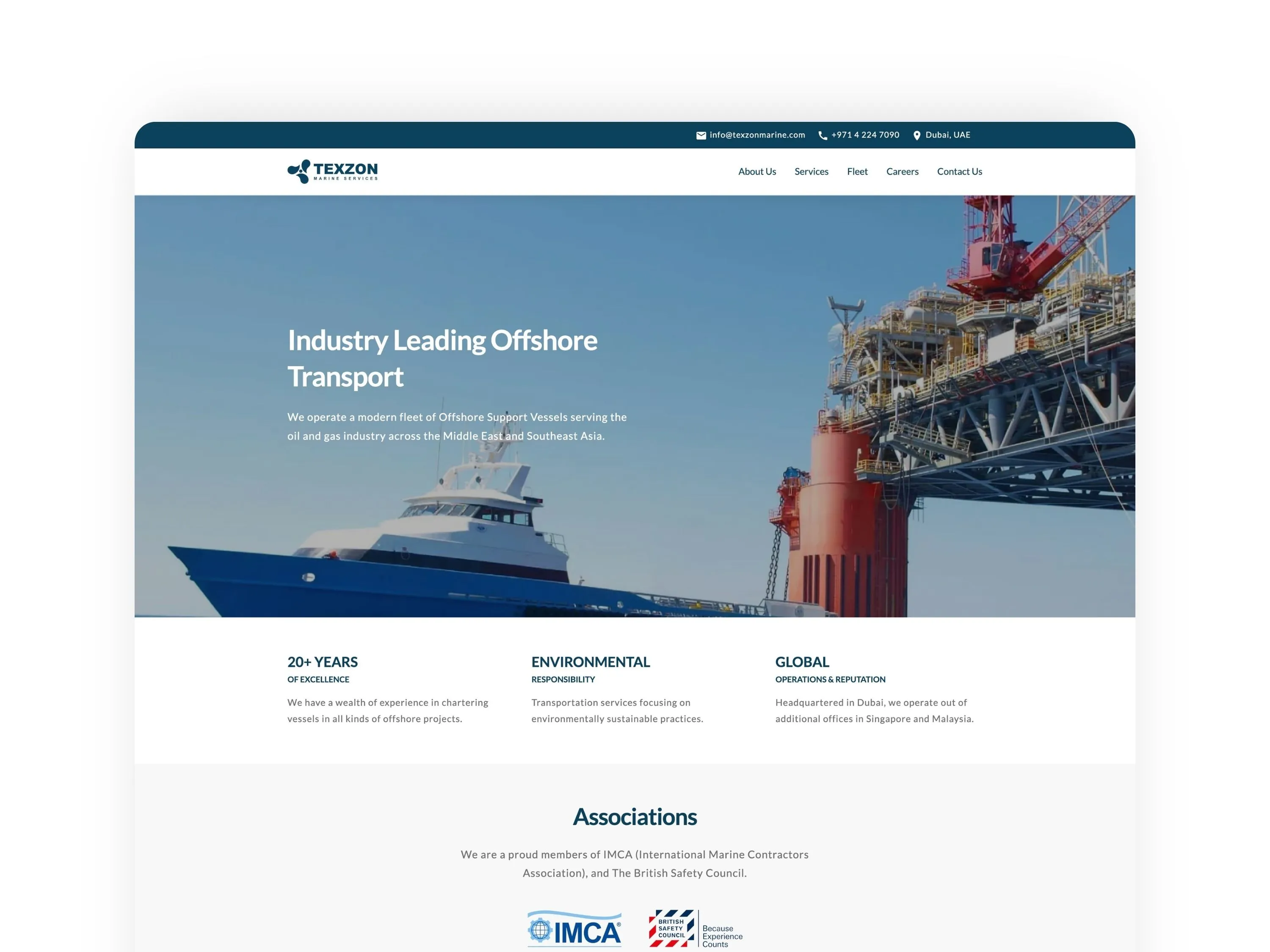 Web design for a marine offshore company