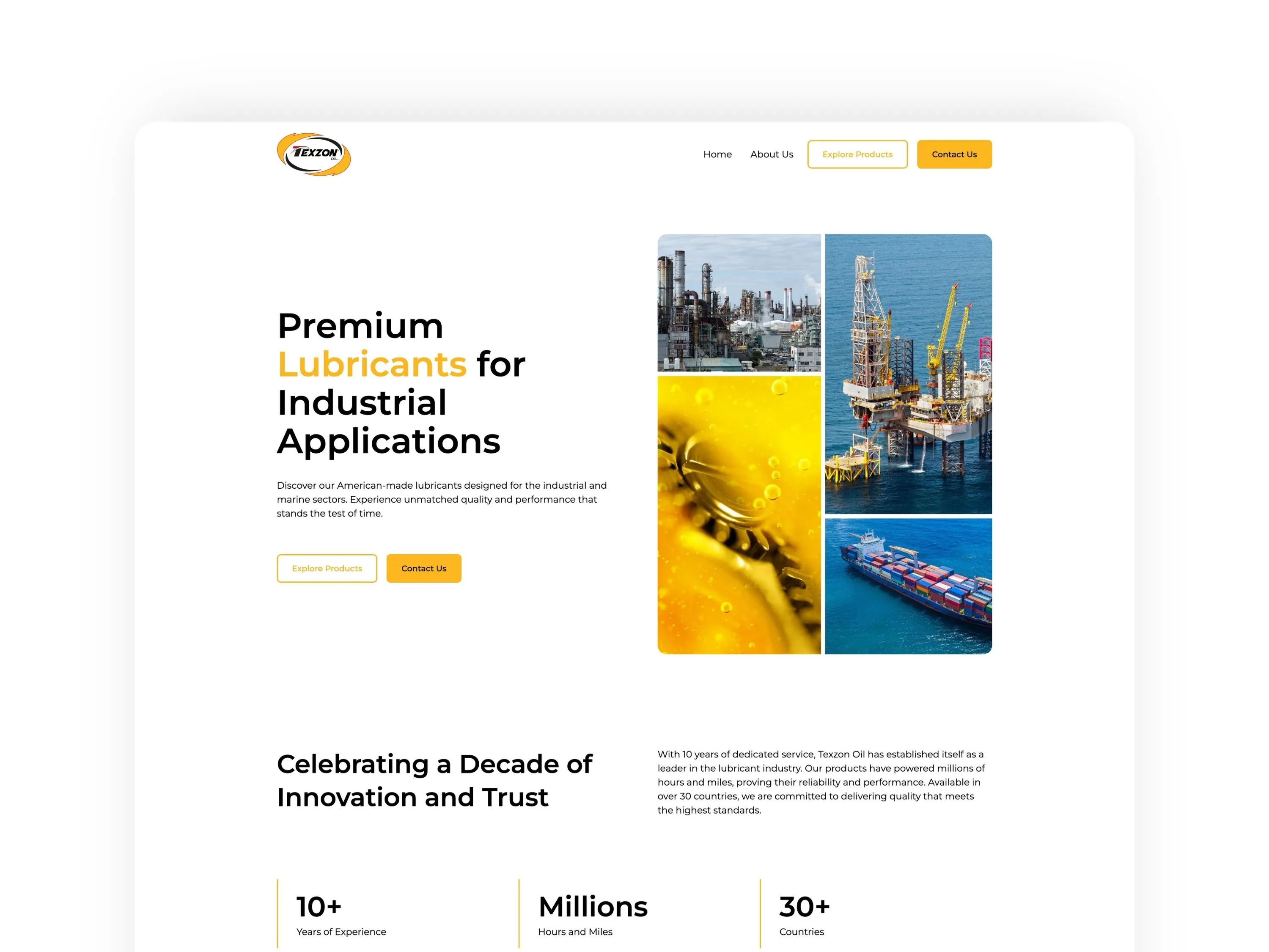 Web design for an industrial lubricant company.