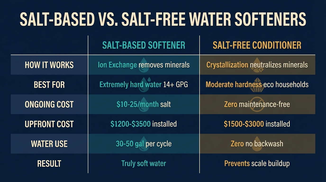 Salt-Based vs Salt-Free Water Softeners Comparison