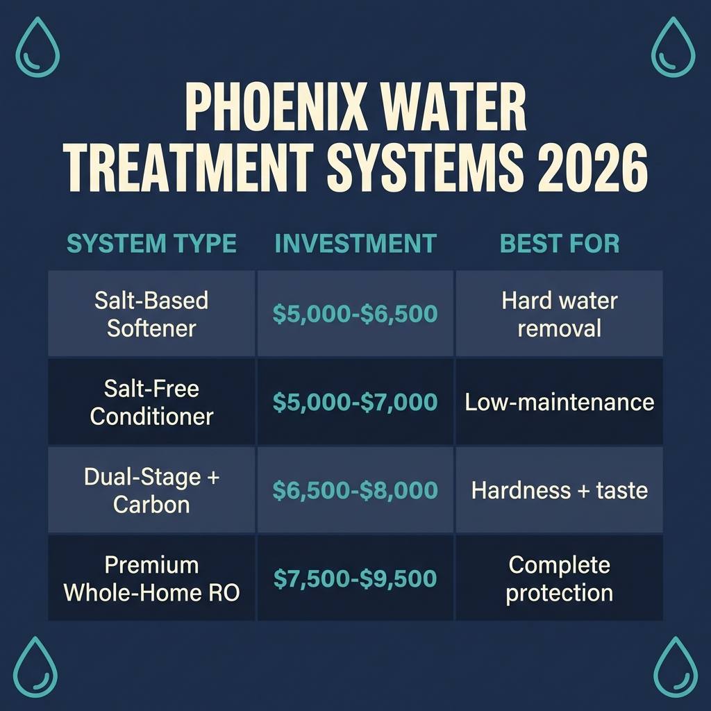 Phoenix water treatment system comparison and pricing 2026