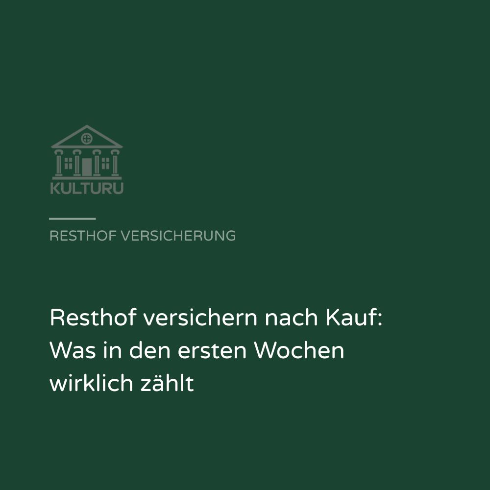 Grafik zum Thema Resthof versichern nach dem Kauf mit Fokus auf Gebäudeversicherung