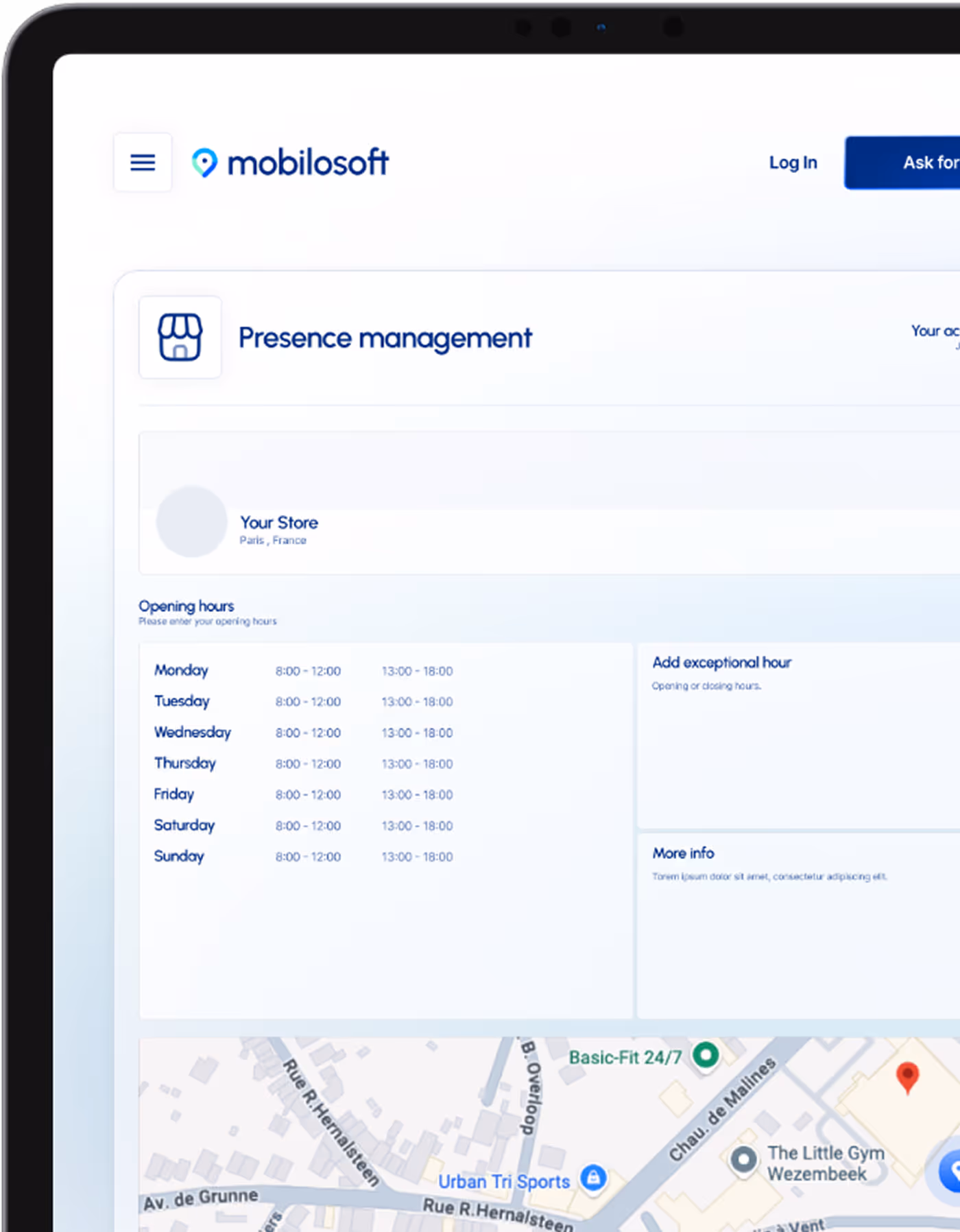 Mobilosoft - SaaS marketing local réseaux de franchises - gérez les horaires de vos boutiques de franchises