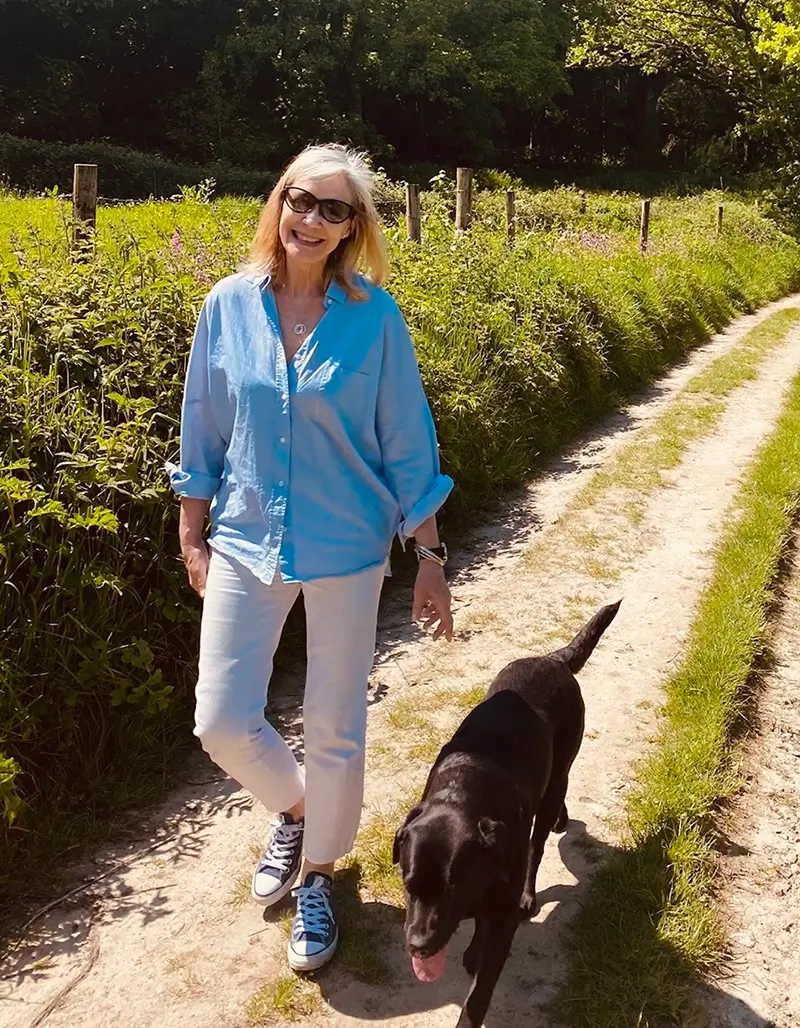Ros Lovell walking with her dog