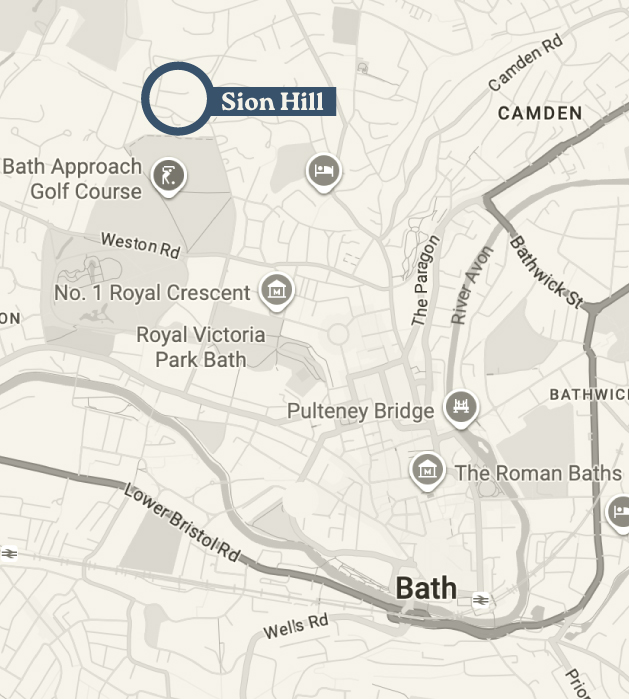 A map showing the location of Sion Hill