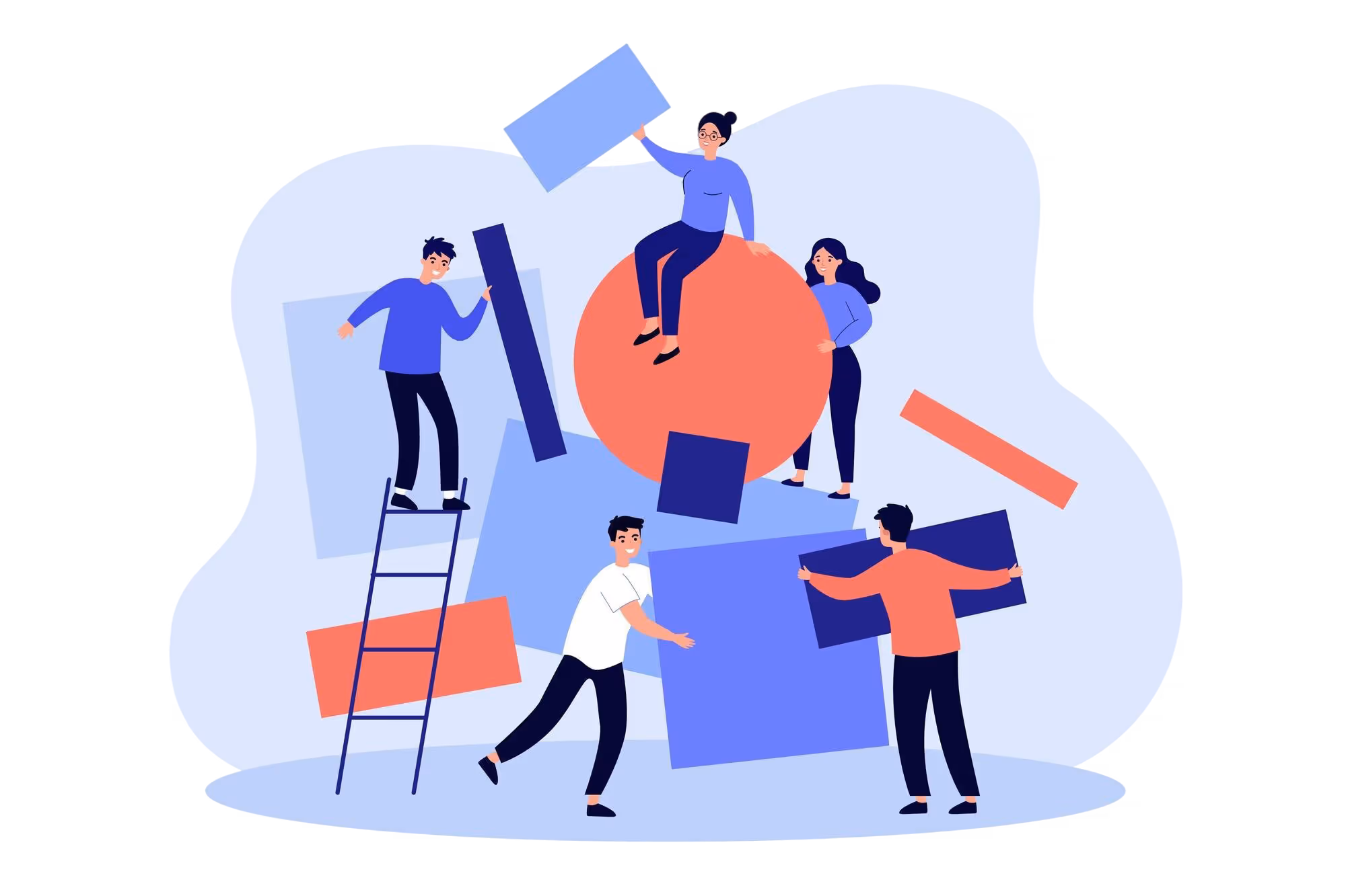 Illustration eines Teams das gemeinsam arbeitet