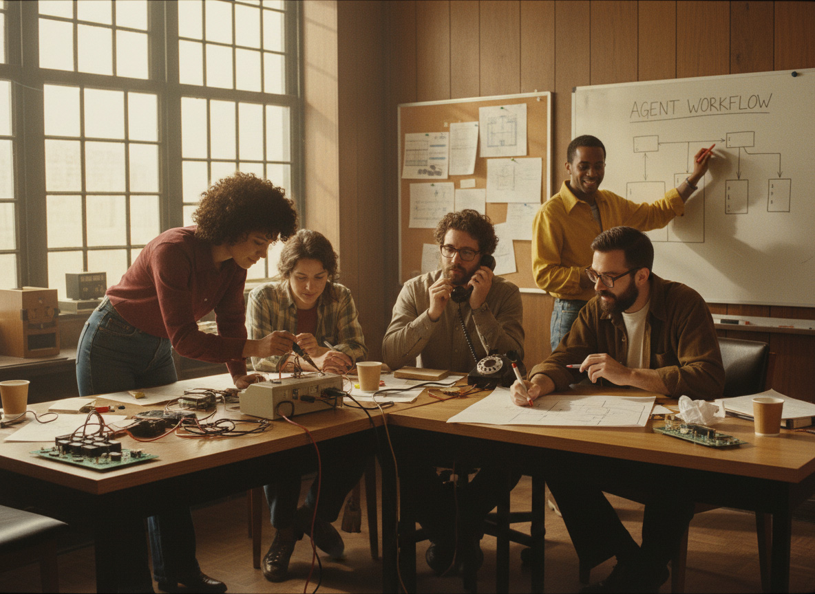 Team mapping out agent workflows