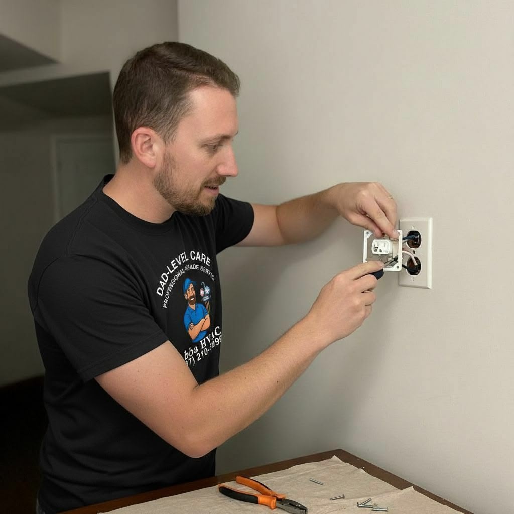 Furnace repair technician troubleshooting a home heating system on a cold winter day