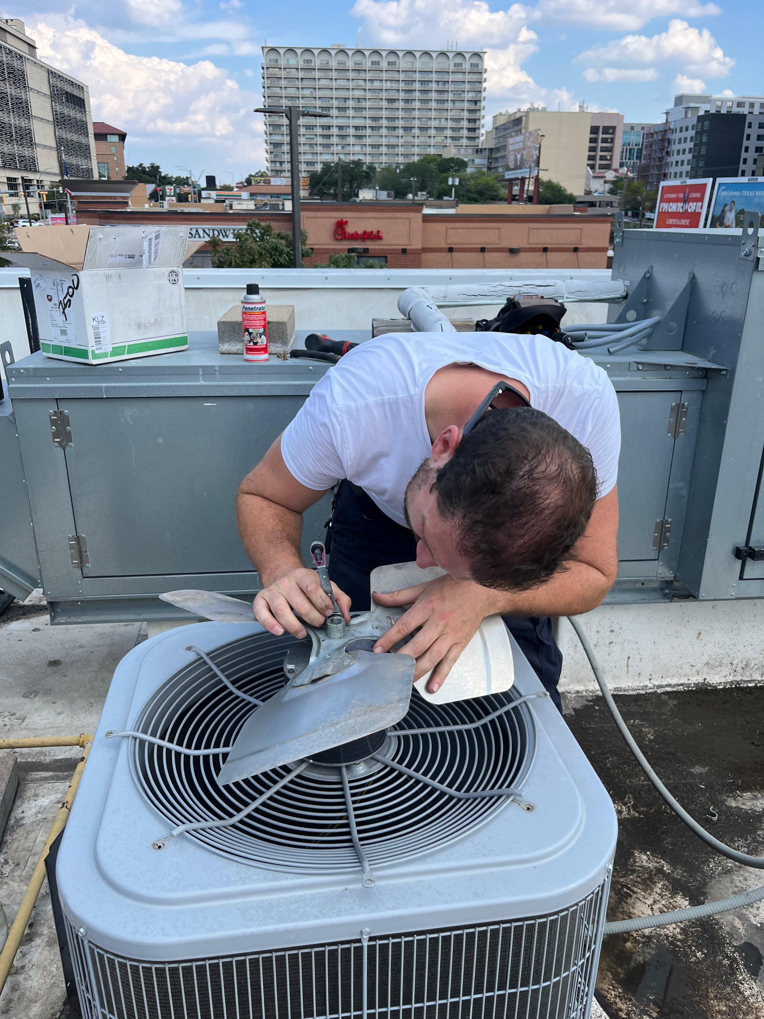 Professional HVAC, electrical, and plumbing service van equipped with tools and equipment for Central Texas customers#1.6