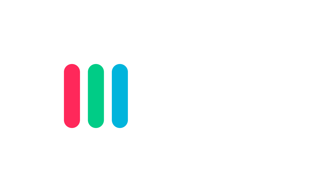 Logo with three vertical rounded bars in pink, green, and blue on a white background.