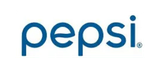 Pepsi wordmark in lowercase blue letters with a stylized 'p' and 'e'.