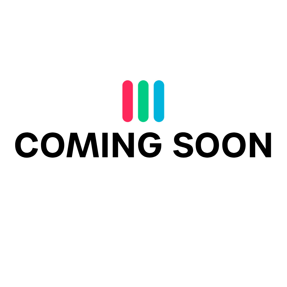 Three vertical bars in pink, green, blue above bold text reading 'COMING SOON' on white background.