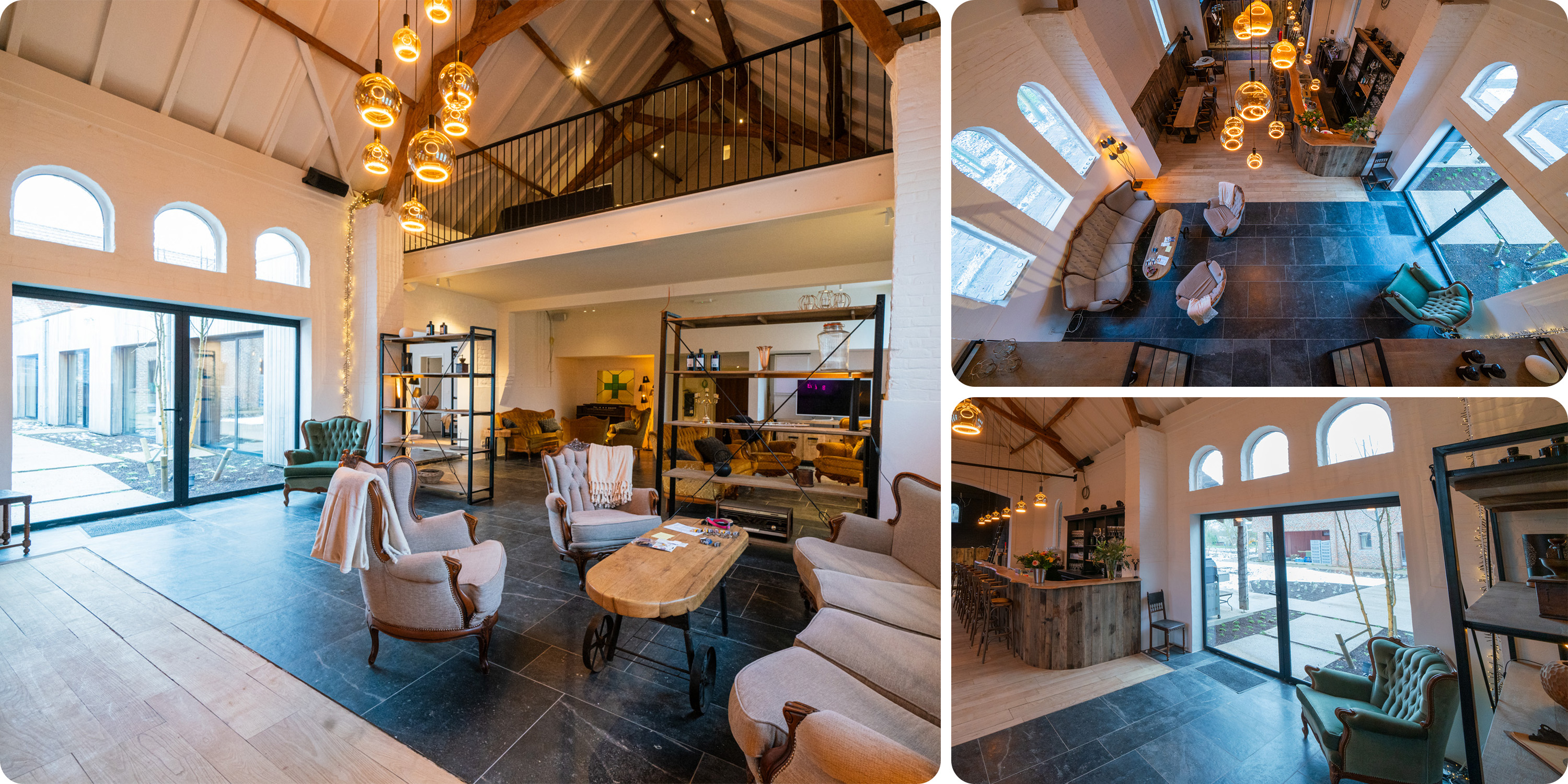 Comfortable seating area connecting with the bar