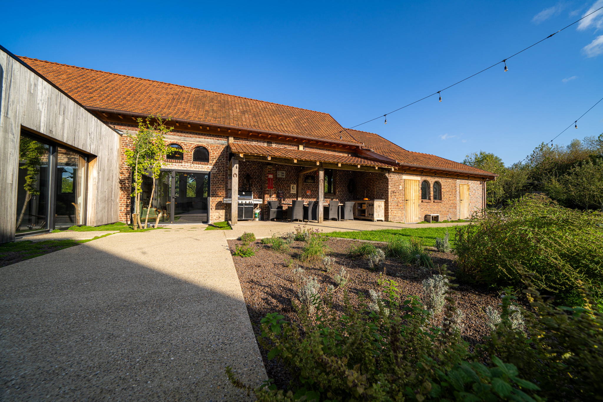 Residence garden area with walking path