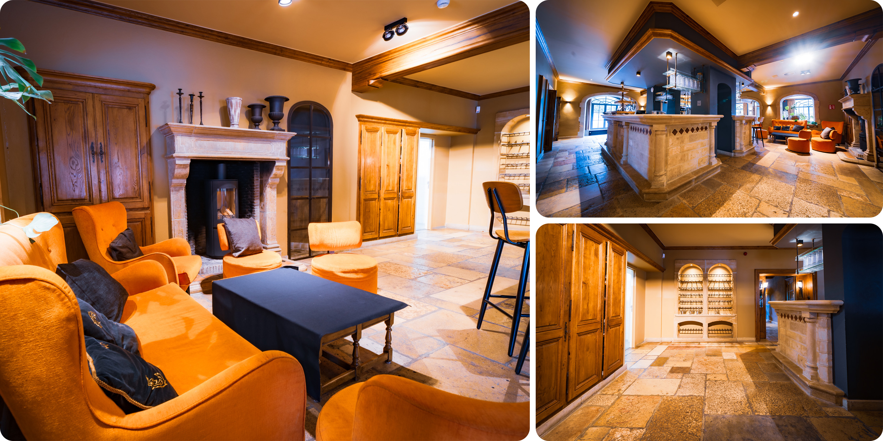 Cosy seating area with fire place