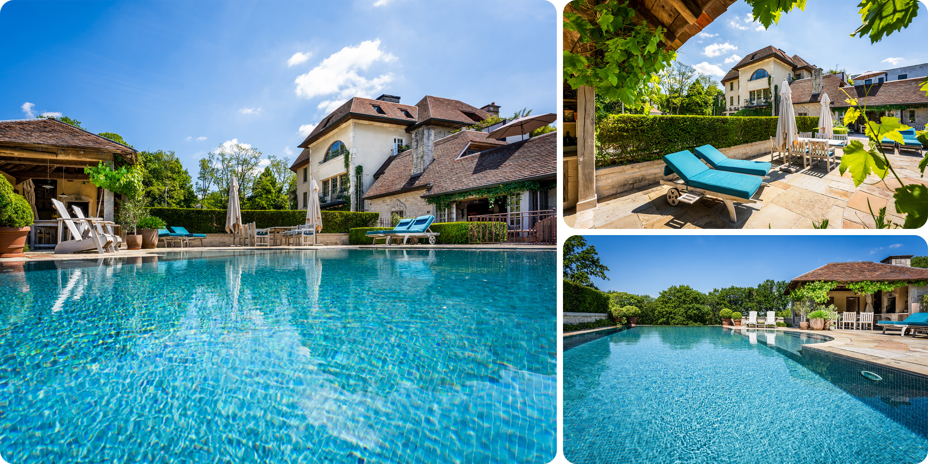 Infinity pool with stunning view and large sunbathing terrace