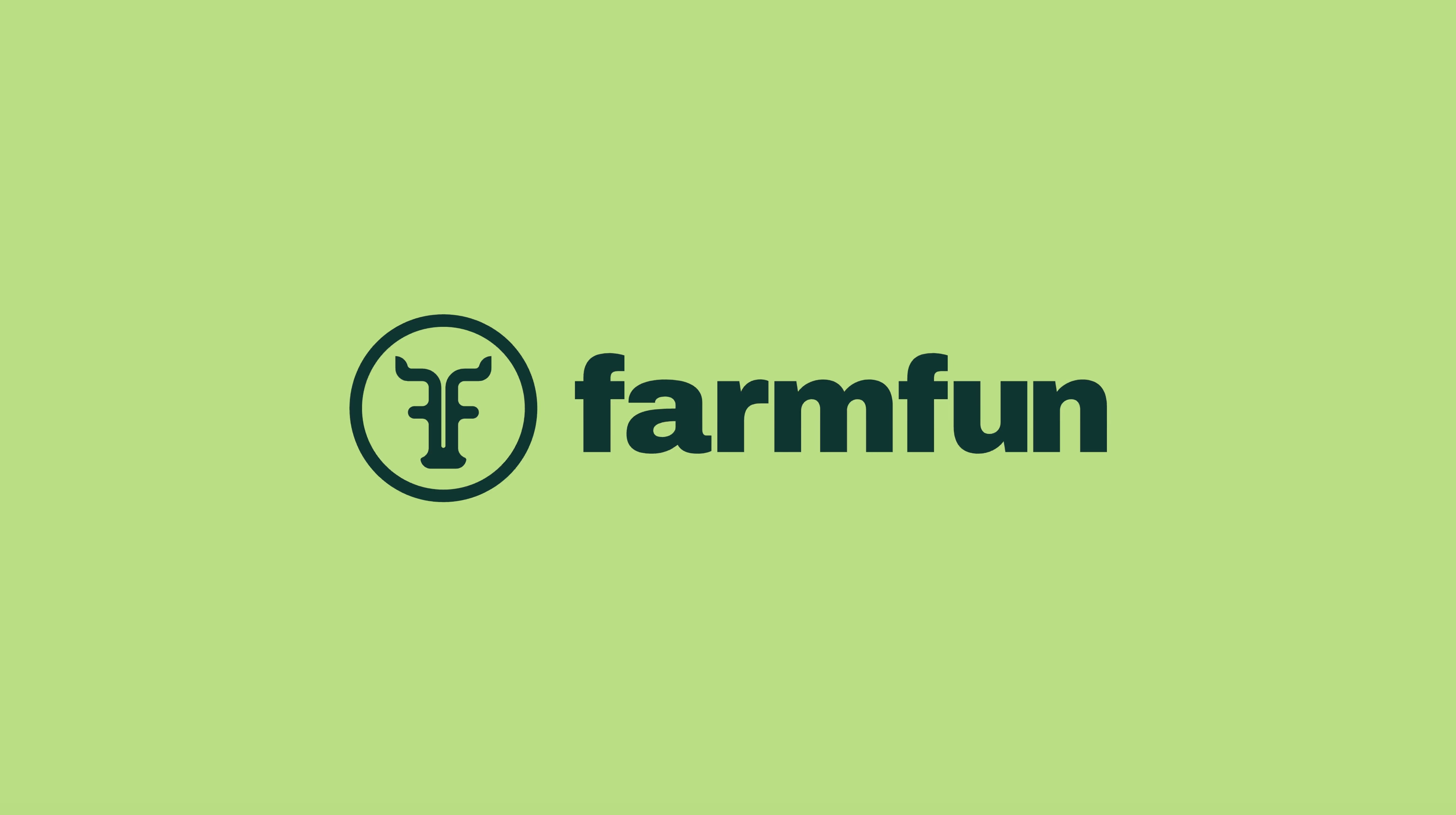 Groen FF-logo naast het woordmerk “farmfun” op een lichtgroene achtergrond — fris, toegankelijk en herkenbaar.