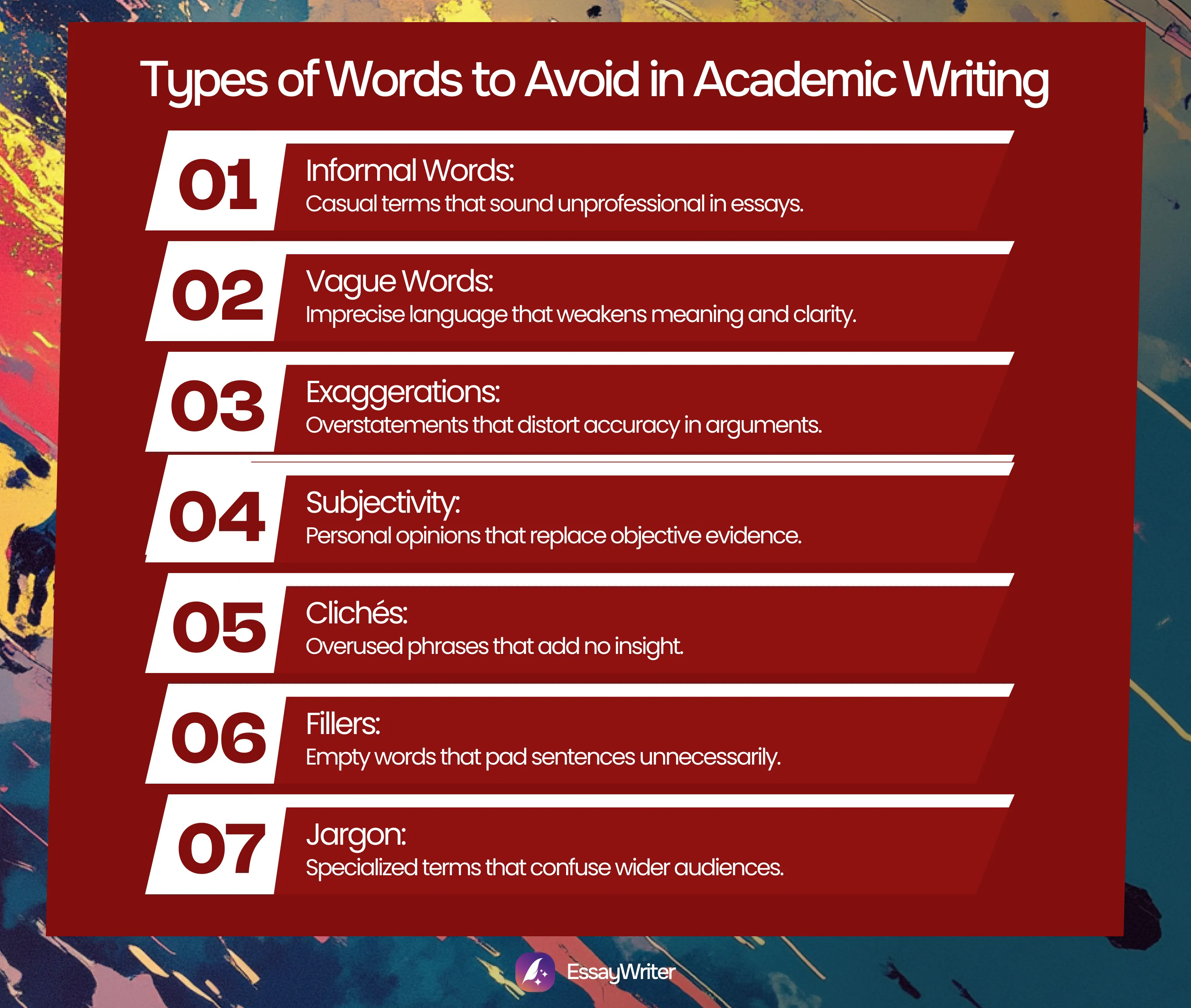 types of words to avoid in academic writing