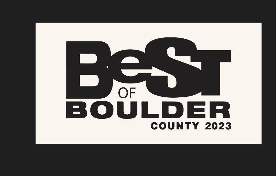 Logo reading 'Best of Boulder County 2023' in bold black text on a light background.
