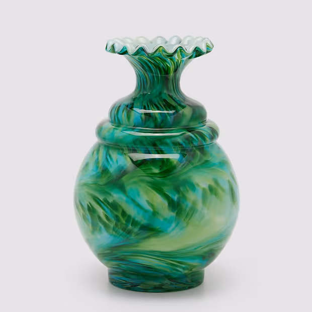 The green vase on a white background