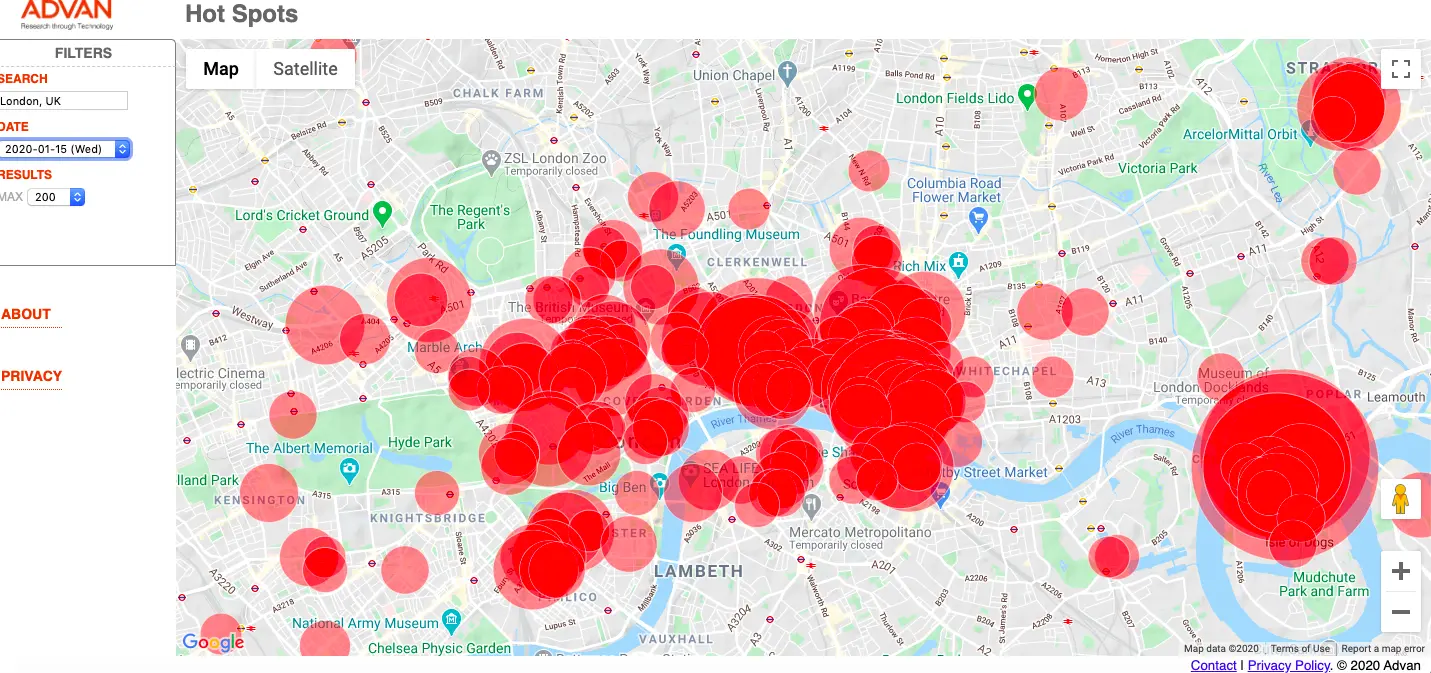Advan: London Hot Spots on January 15, 2020