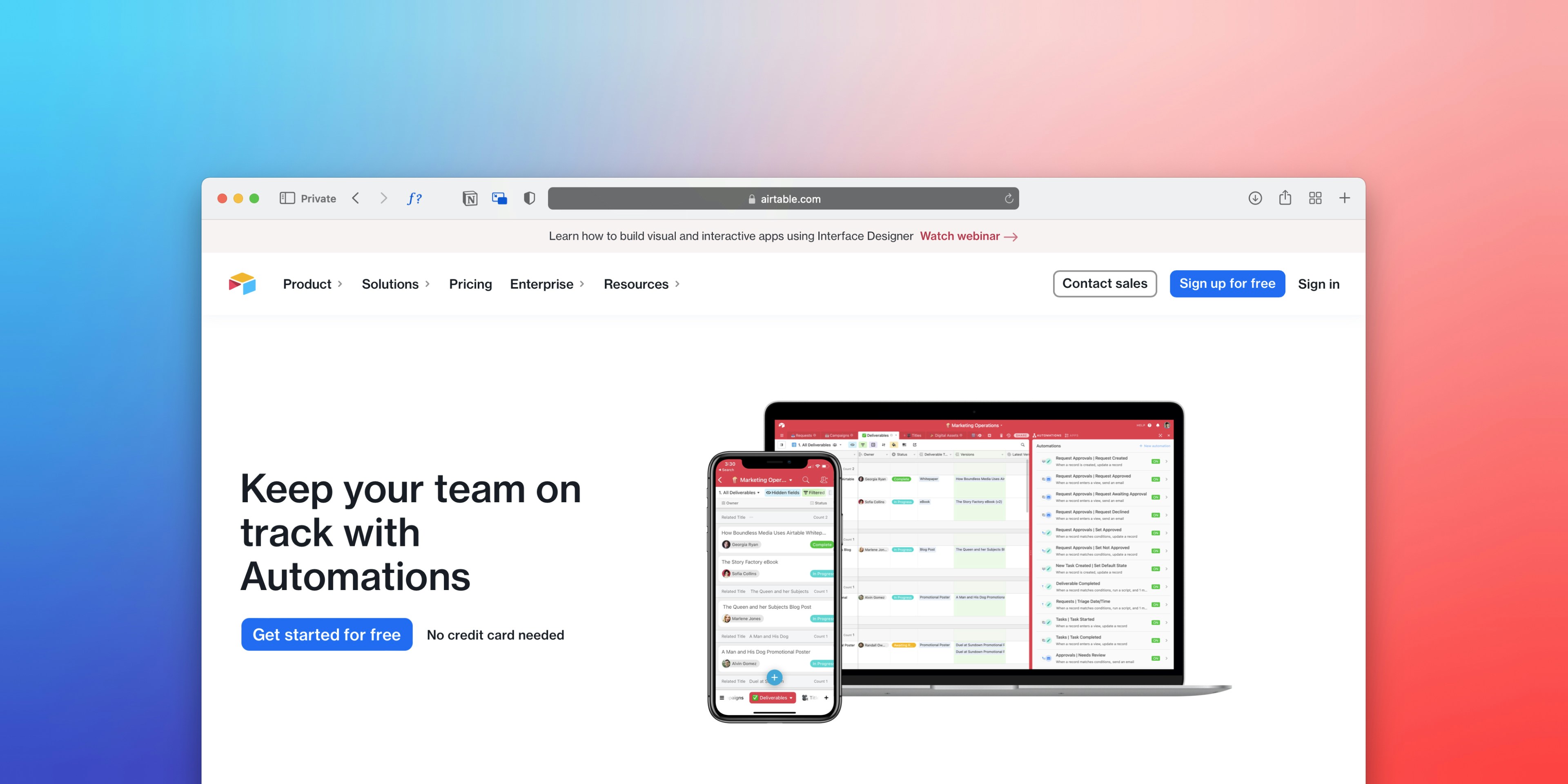 Landing page for Bamboo CRM