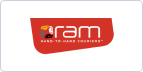 RAM hand-to-hand gourmet logo with stylized red and orange leaf or flame graphics.