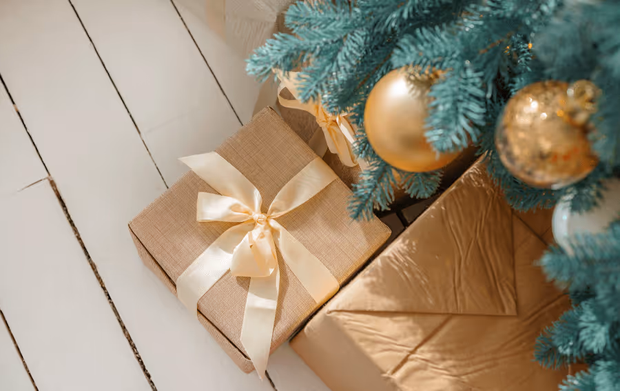Gift box under a tree