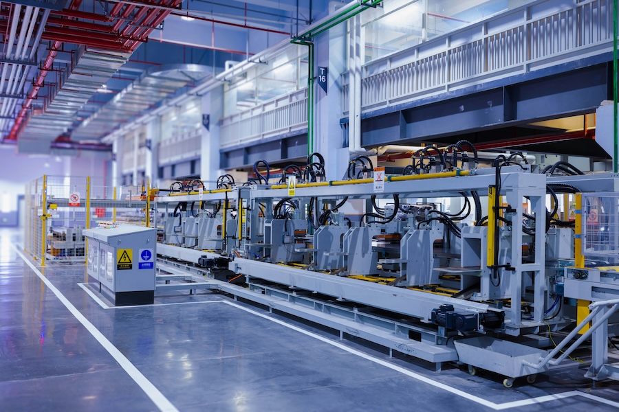 Manufacturing equipment in a warehouse