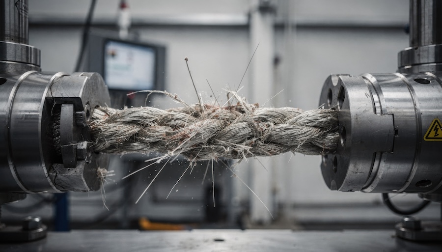 Material coming under strain during testing.