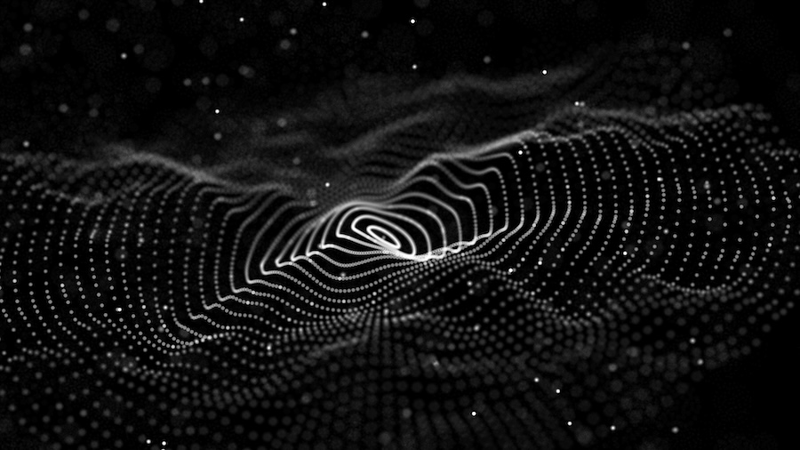 Abstract 3D rendering of a digital wave particle