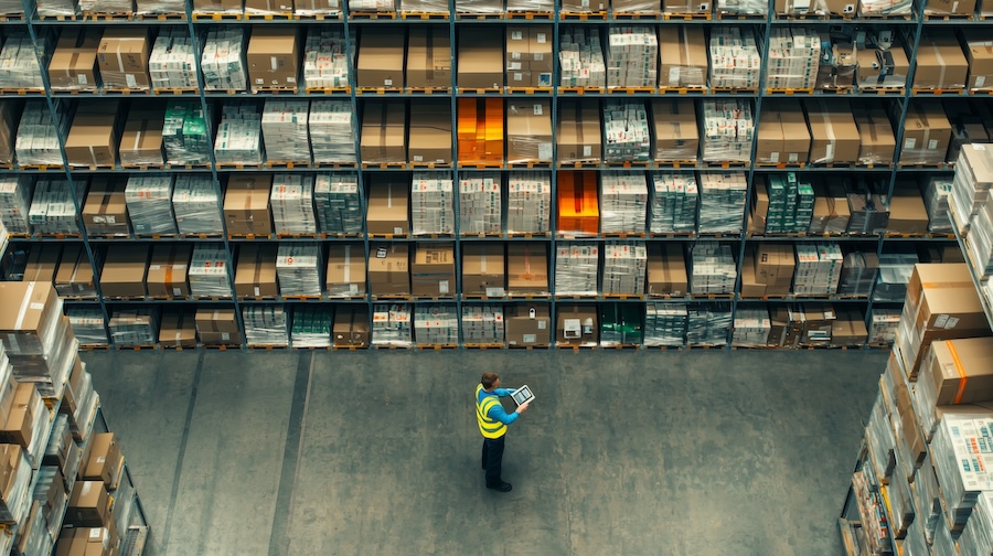 Warehouse storing physical inventory requiring hands-on management