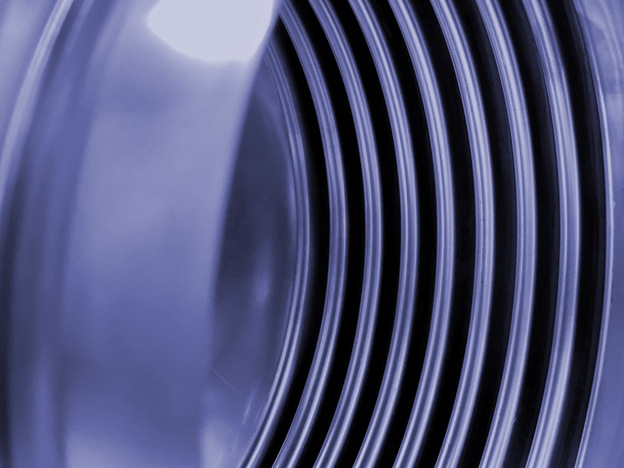 An internal view of a metal bellow