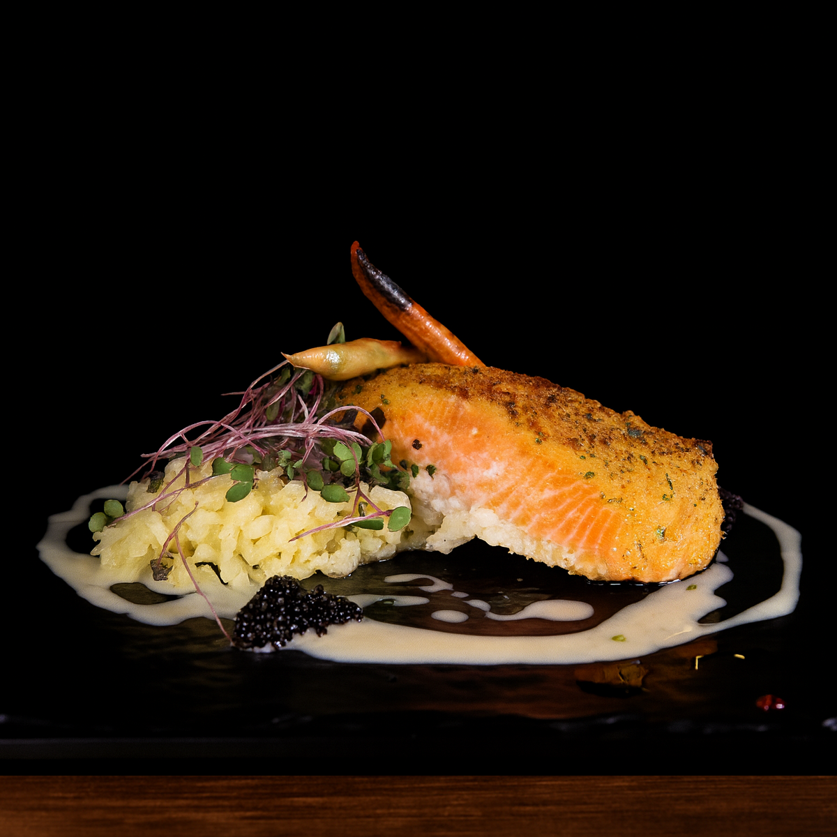image of plated gourmet dish (for a fine dining restaurant)