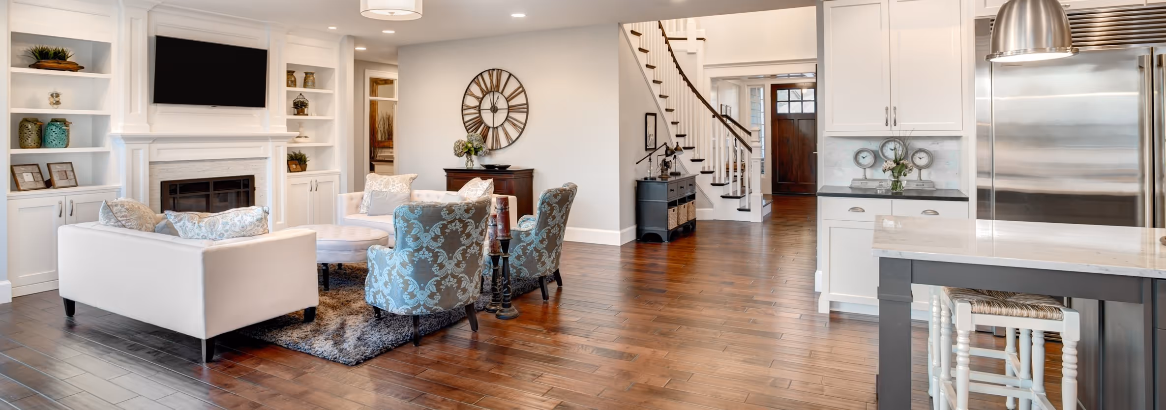 Brown hardwood flooring in open concept home by James River Flooring Richmond VA metro professionals
