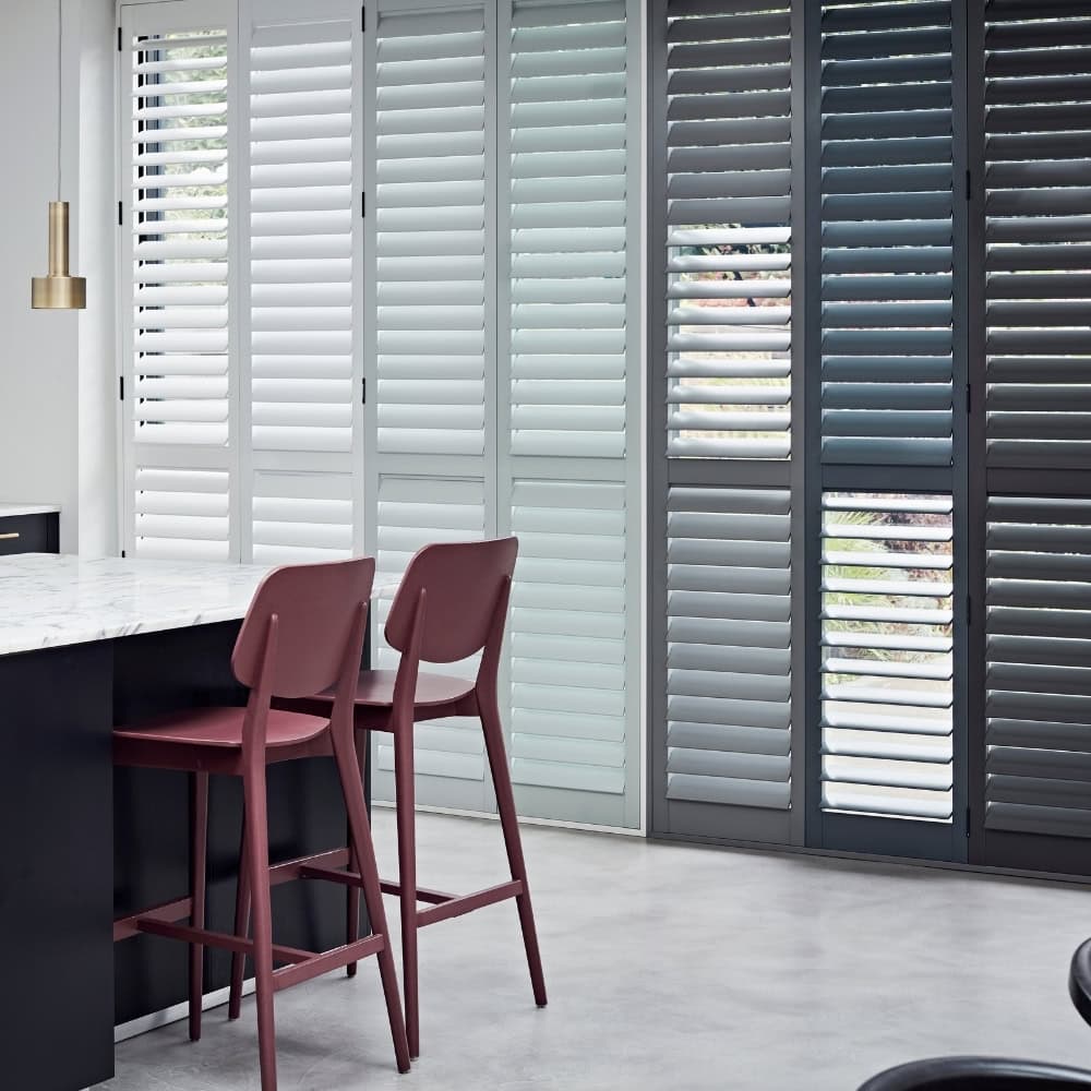 tracked shutters in a range of colours