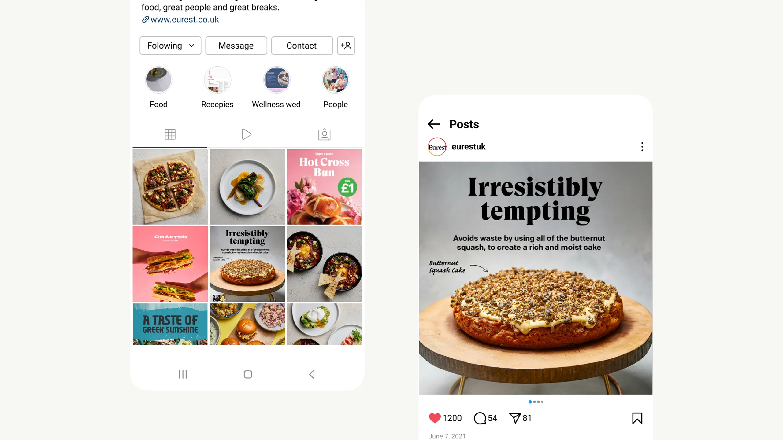 Food from Eurest showcased in social media posts.