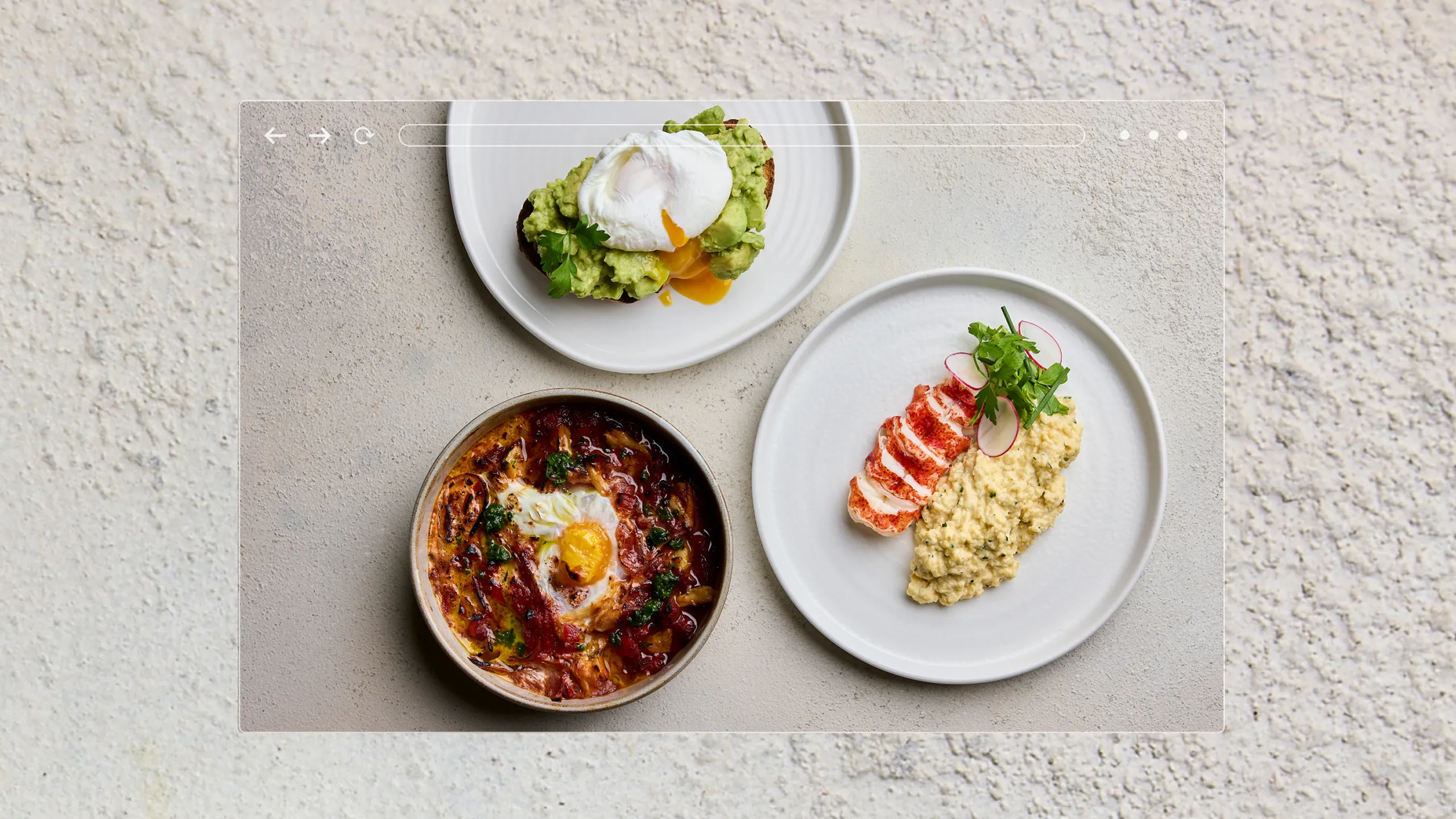 3 plates of delicious food on a social media tile