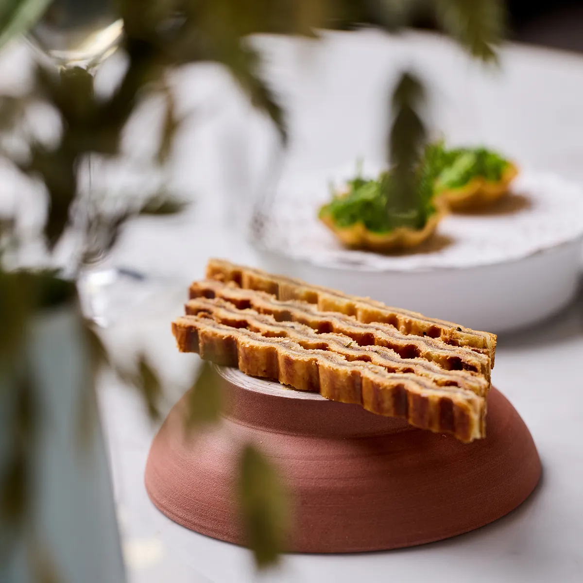 A delicious plate of food served in an innovative way.