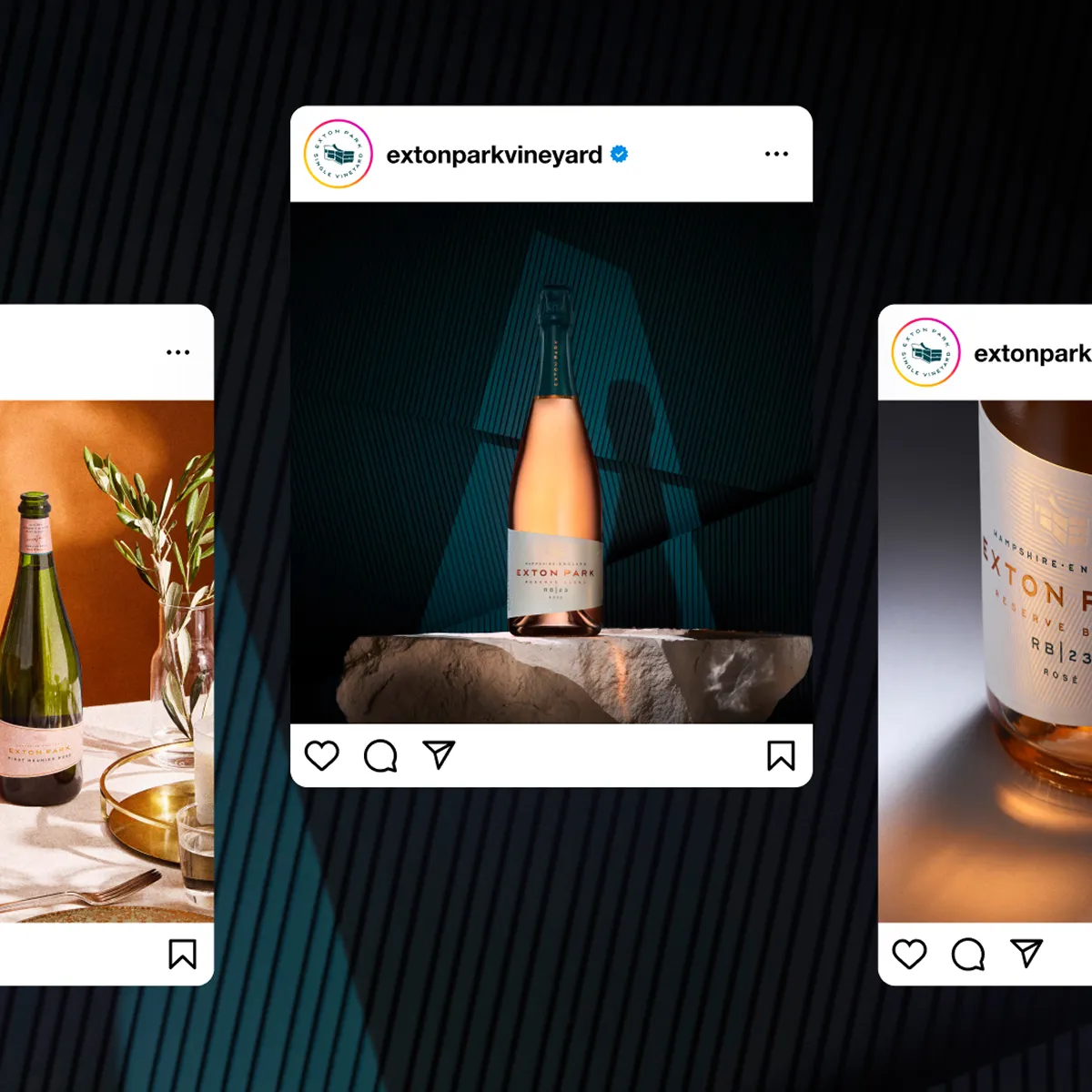 Bottles of Exton Park wine showcased in a social media posts.