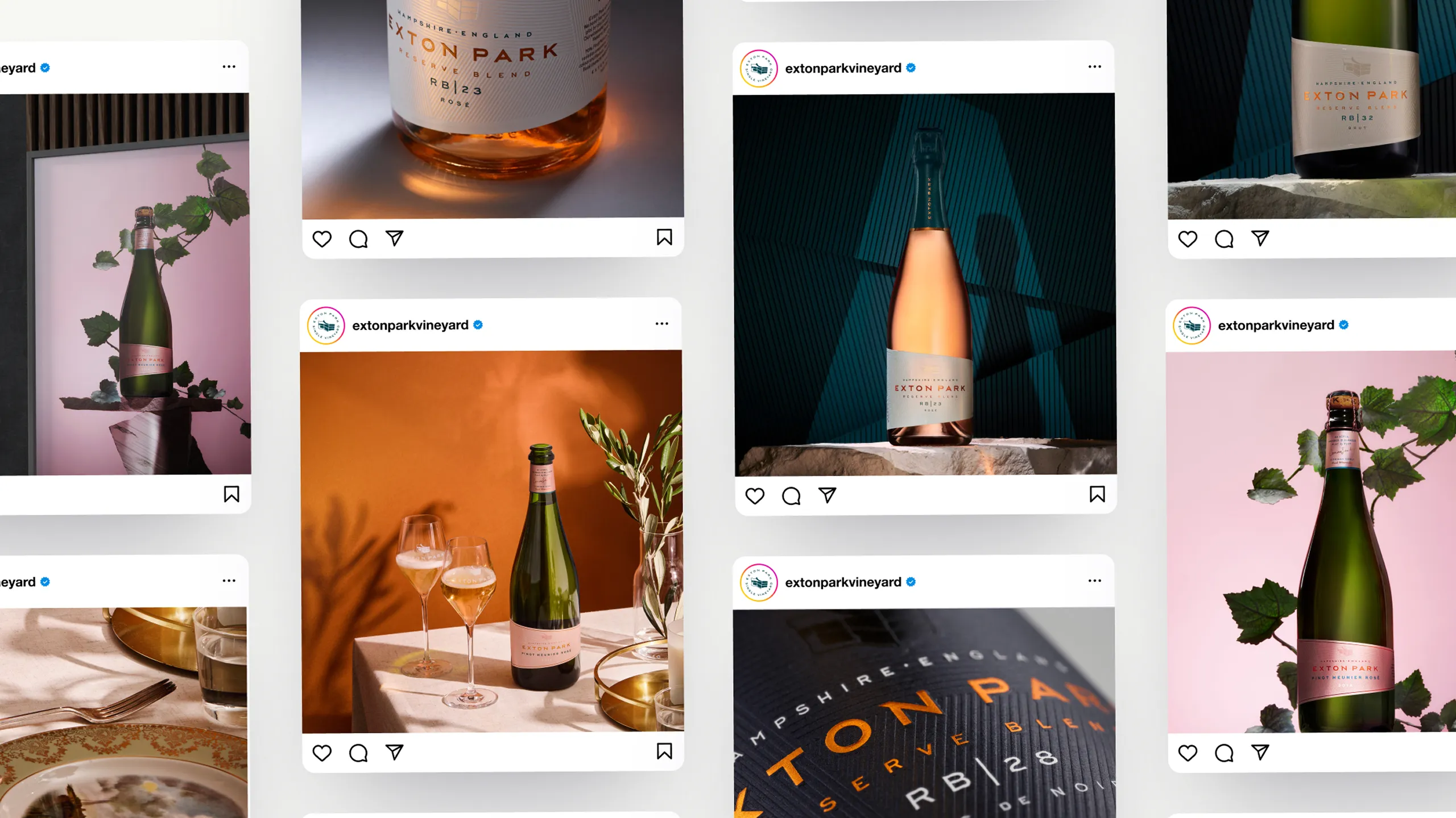 Bottles of Exton Park wine showcased in social media posts.