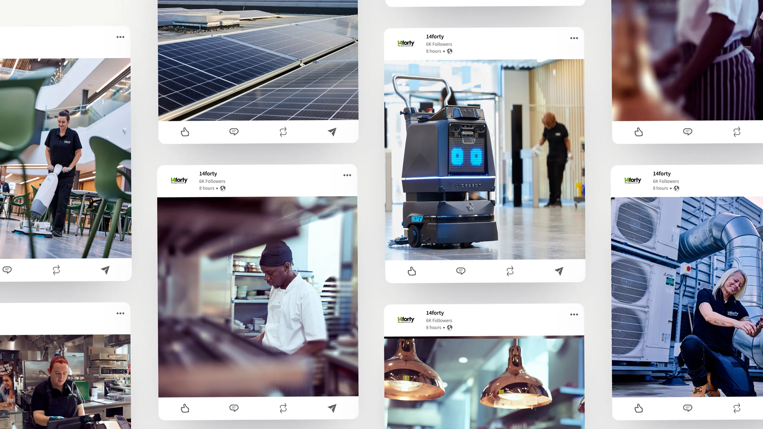 Multiple social media images of a company campaign.