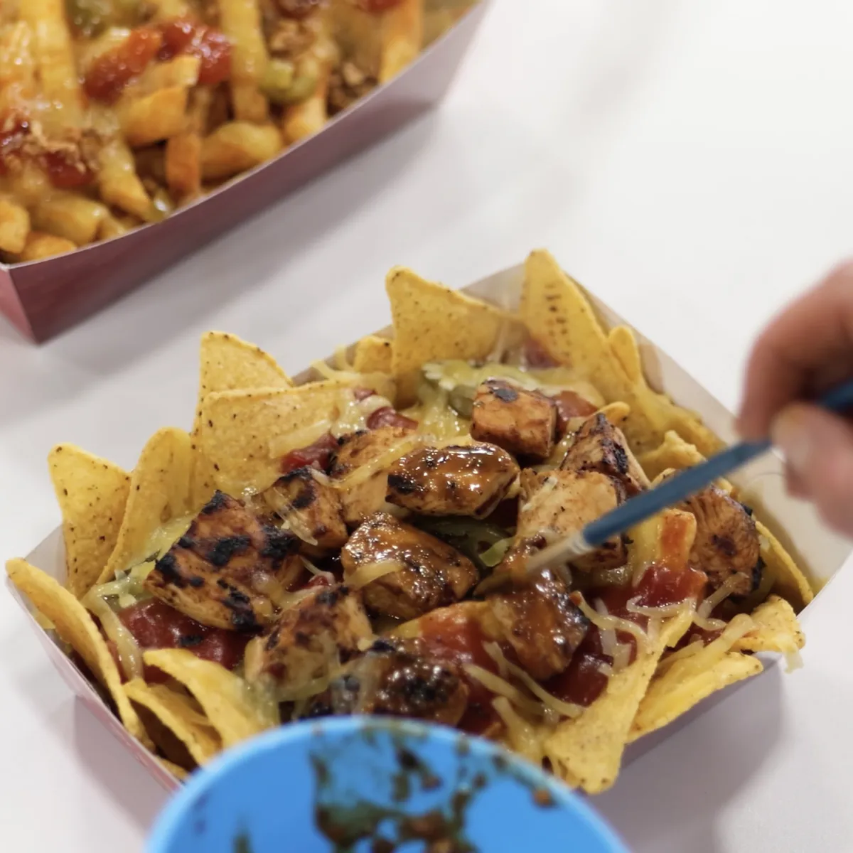 Preparing Pepe's chicken for a food shoot.